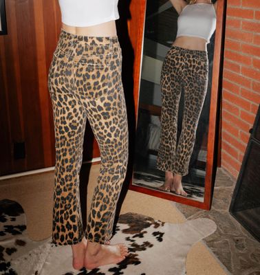 Roxie Leopard Kick Flare Jeans by Vervet