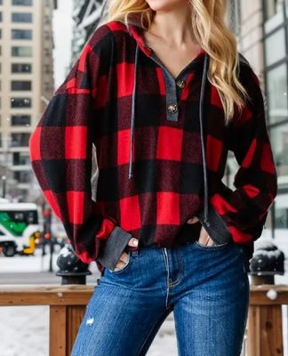 Cabin Check Hooded Top