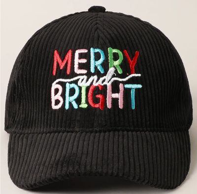 Merry Bright Embroidery Corduroy Cap
