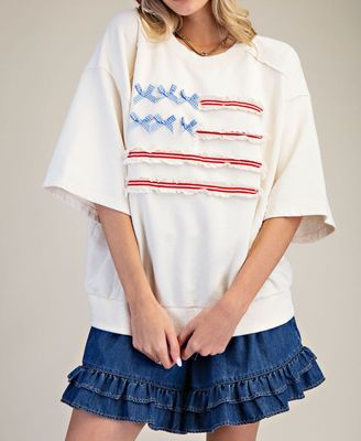 Red, White and Bows Top