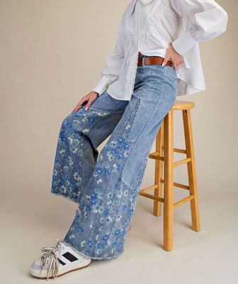 Indigo Bloom Patchwork Jeans