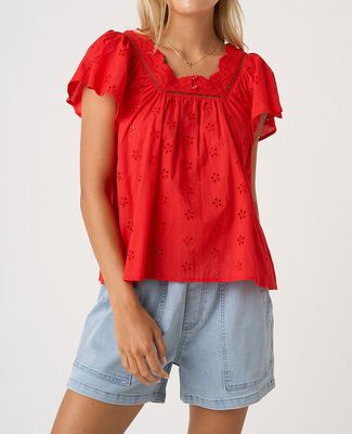 Red Hot Eyelet Top
