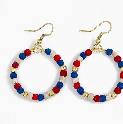 Desire Patriotic Hoop Earrings