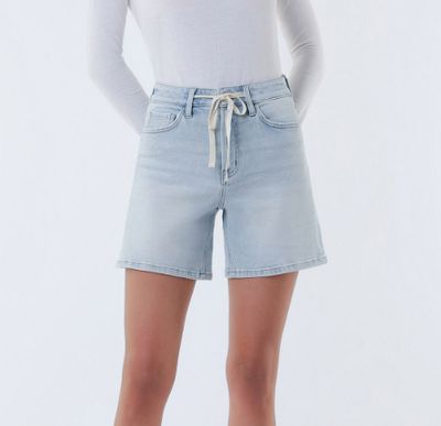 Lila HR  Drawstring Midi Denim Shorts by Vervet