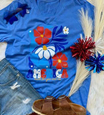 America Floral Tee