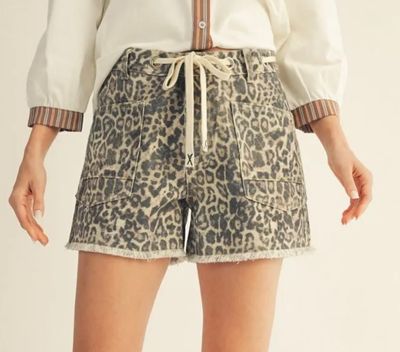 Spotted &amp; Cinched Denim Shorts