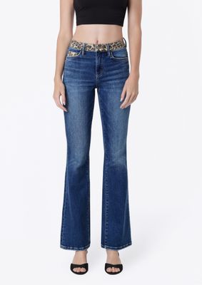 Avery Leopard Waistband Bootcut Jeans by Vervet