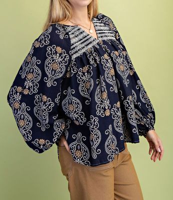 Midnight Paisley Blouse