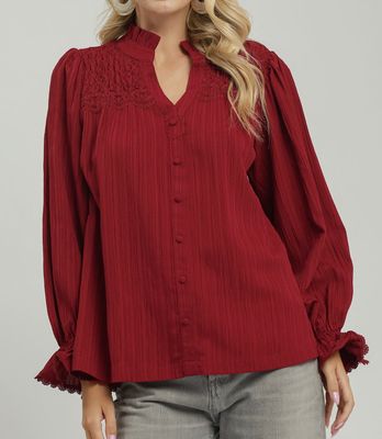 Cranberry Noel Lace Blouse