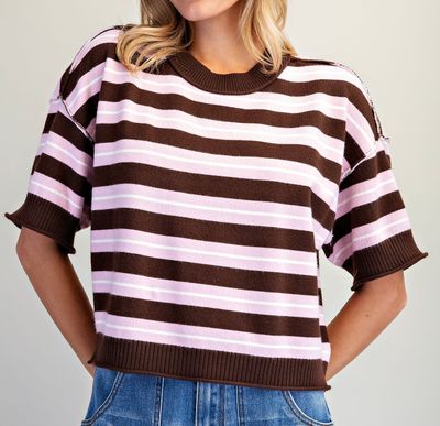 Sweet Latte Striped Knit Top