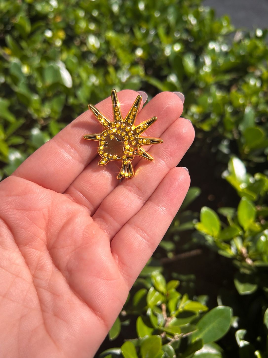 Gold Lady Liberty Rhinestone Pin