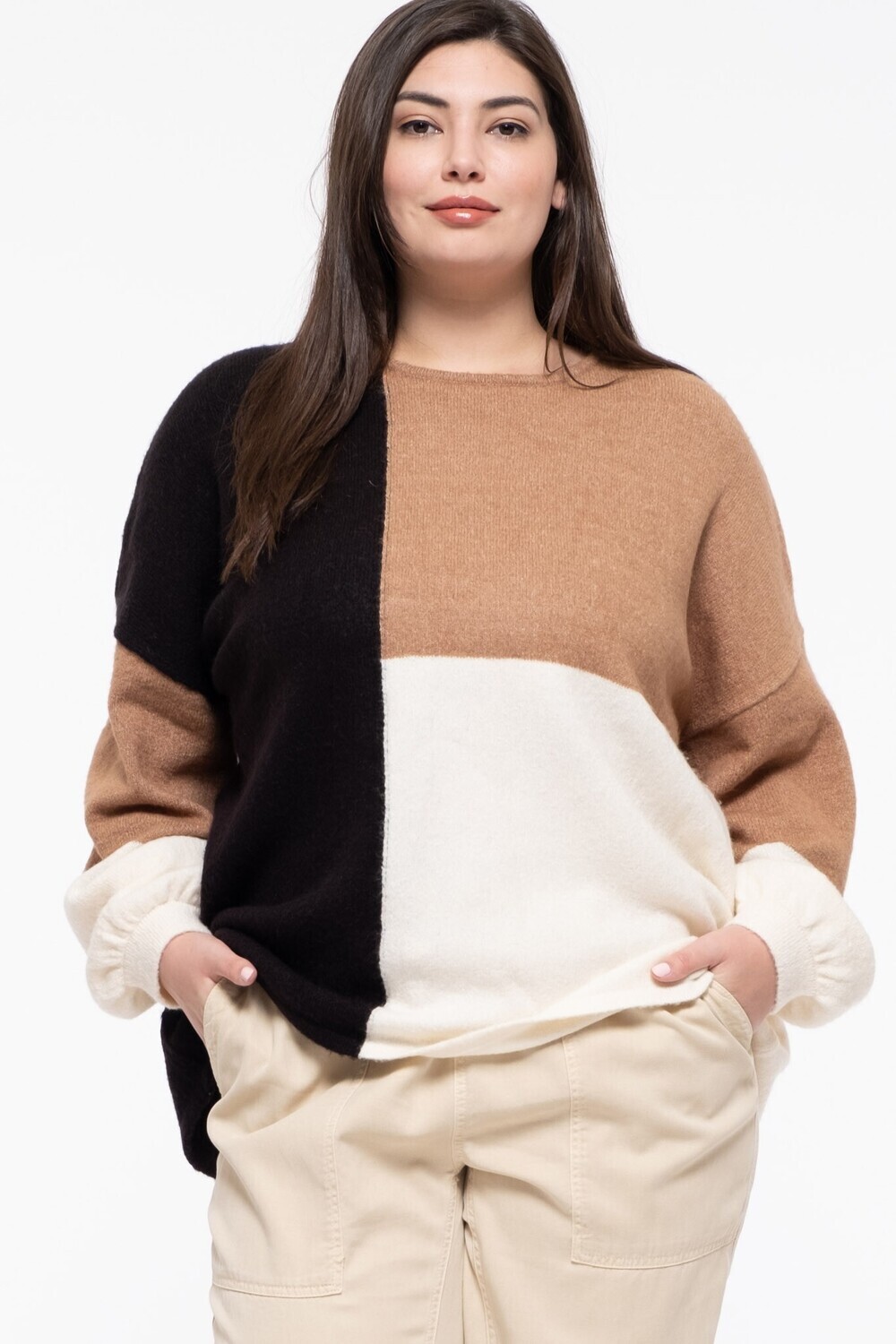 Taupe Block Sweater