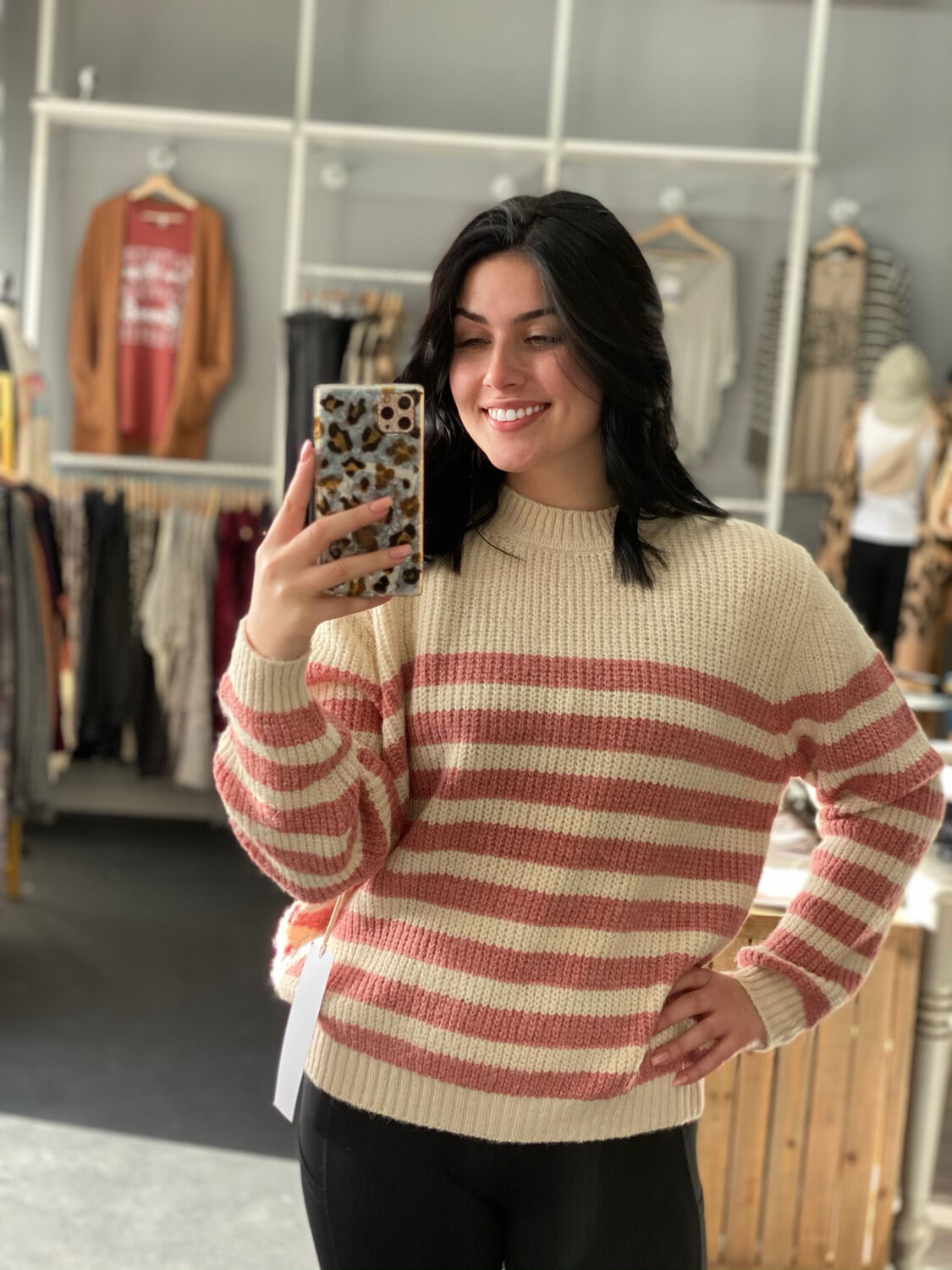Stripe Rose Sweater