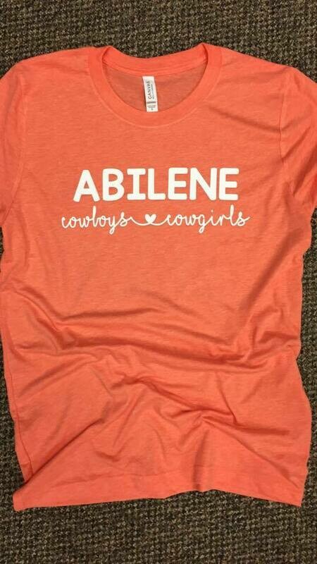 Abilene Cowboys Heart Cowgirls (V) Tshirt Orange Heather Bella Canvas
