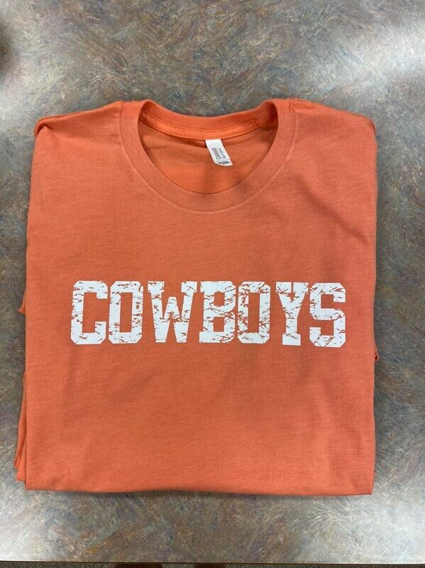 Distressed Cowboys White Heather Orange Bella Canvas (SPT)