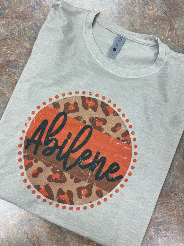 Circle Dots Leopard Abilene Distressed Sublimation (SUB) SILVER SHIRT COLOR