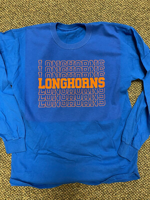 Long sleeve Royal Blue Longhorns repeat (V)