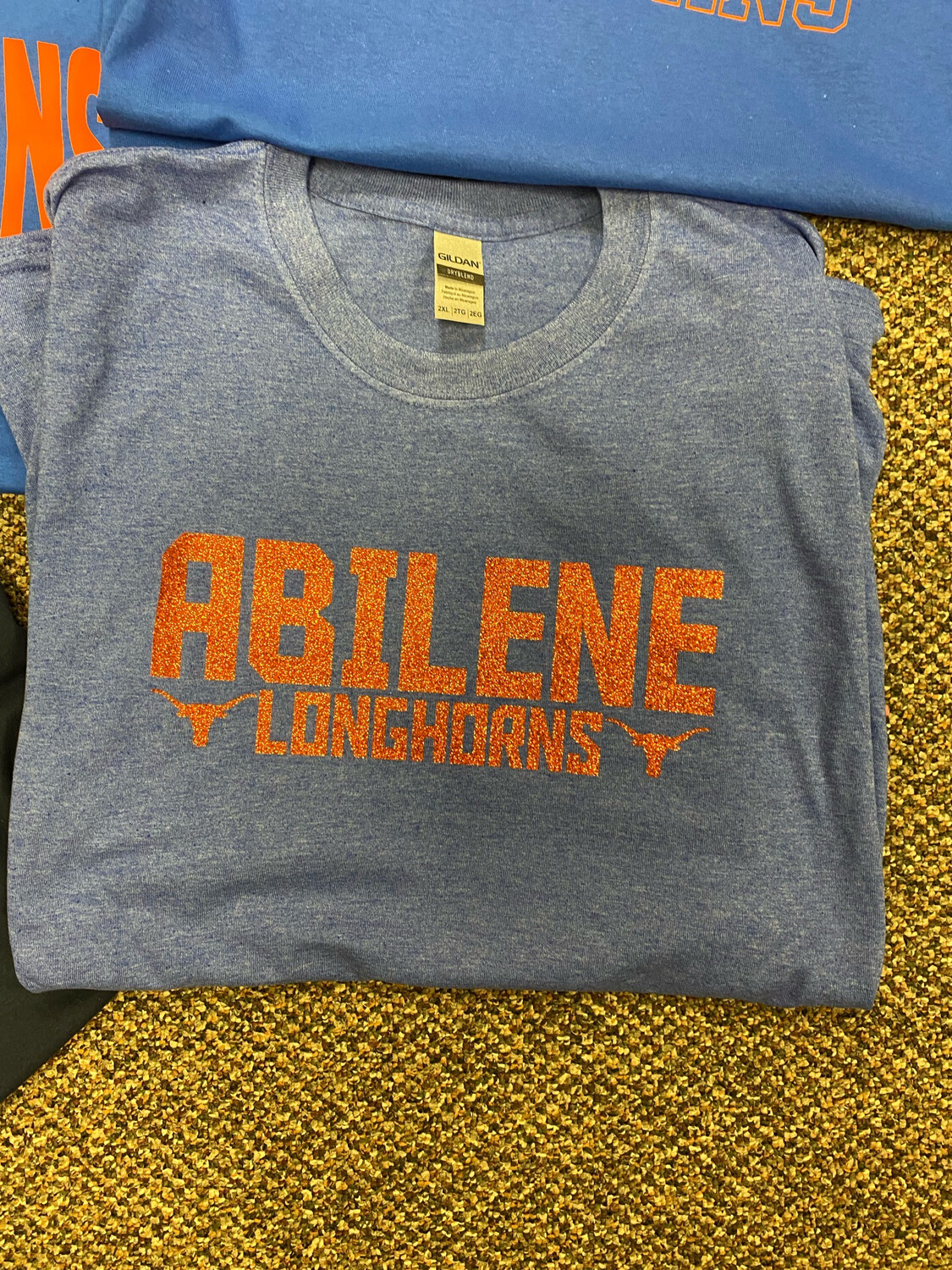 Glitter Abilene Longhorns Royal Blue T-Shirt (V)