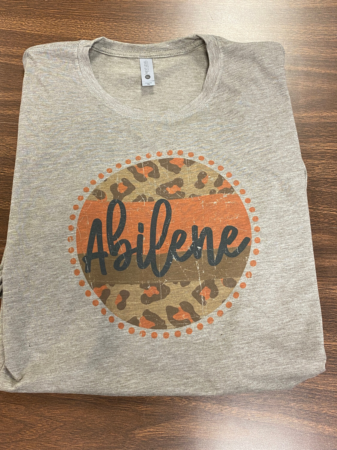 Circle Dots Leopard Abilene Distressed Sublimation (SUB) ASH COLOR SHIRT
