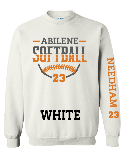 White Abilene Softball with #
