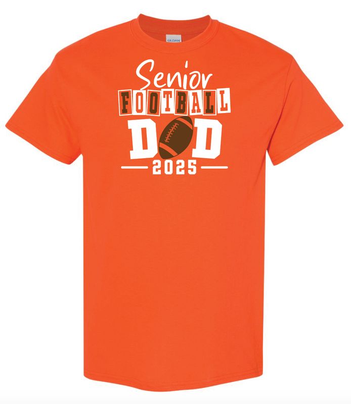 Senior Football Dad/Mom -Orange Tshirt, can remove year, choose own year