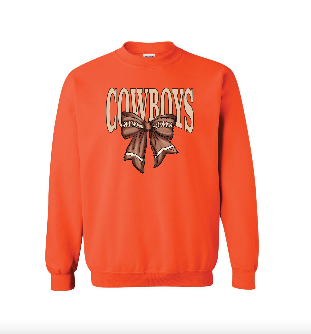 COWBOYS FOOTBALL BOW - orange crew neck
