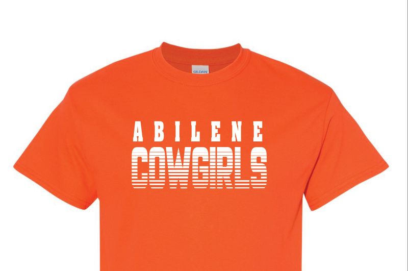 Abilene over Cowgirls Lines (V) ORANGE (white)