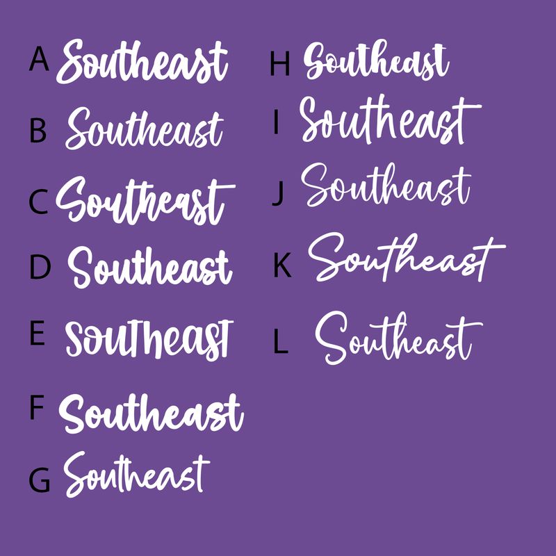 Southeast Script Tshirt LS, Crew, Hoodie