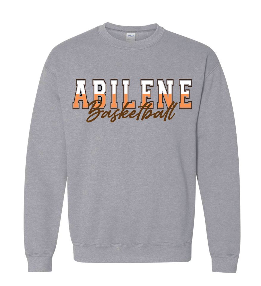 Abilene Basketball. 2 Color Split HEATHER GRAPHITE CREW