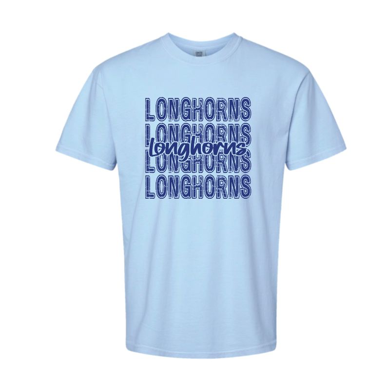 NAVY REPEAT LONGHORNS HYDRANGEA COMFORT COLORS TSHIRT 1414