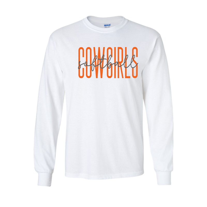 Cowgirl Softball White Longsleeve Performance 100% Polyester