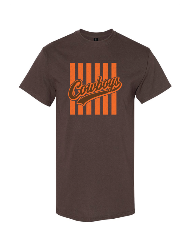 COWBOYS ORANGE LINES  ALL STYLES DARK CHOCOLATE GILDAN 5000