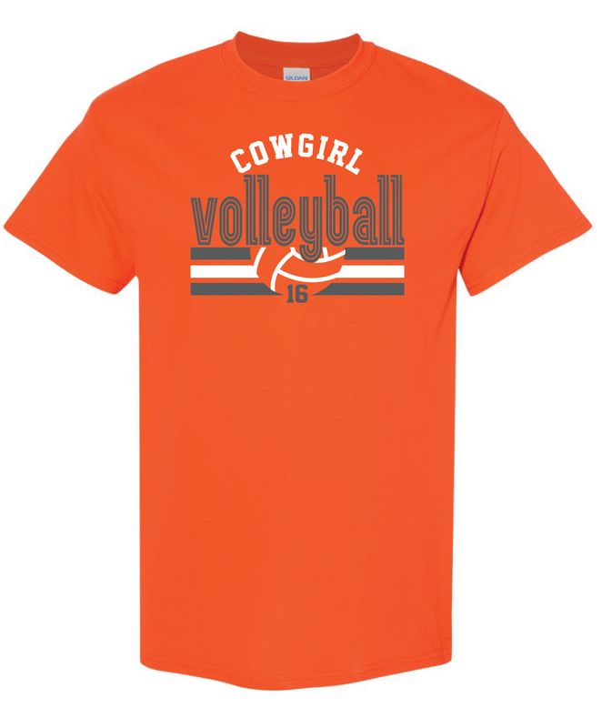 Retro Cowgirl Volleyball Orange 8000 Tshirt