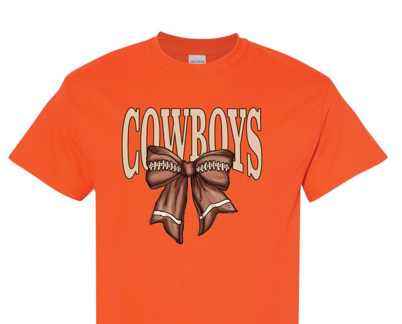 COWBOYS FOOTBALL BOW - orange tshirt 8000