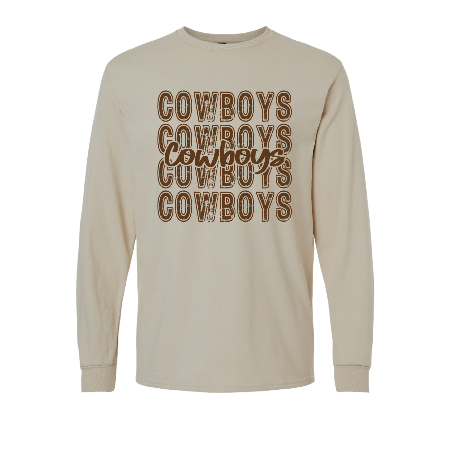 DISTRESSED COWBOYS REPEATING LONGSLEEVE SAND 5400