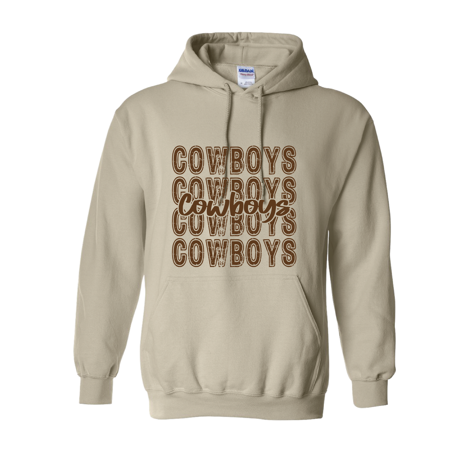 DISTRESSED COWBOYS REPEATING HOODIE SAND 18500