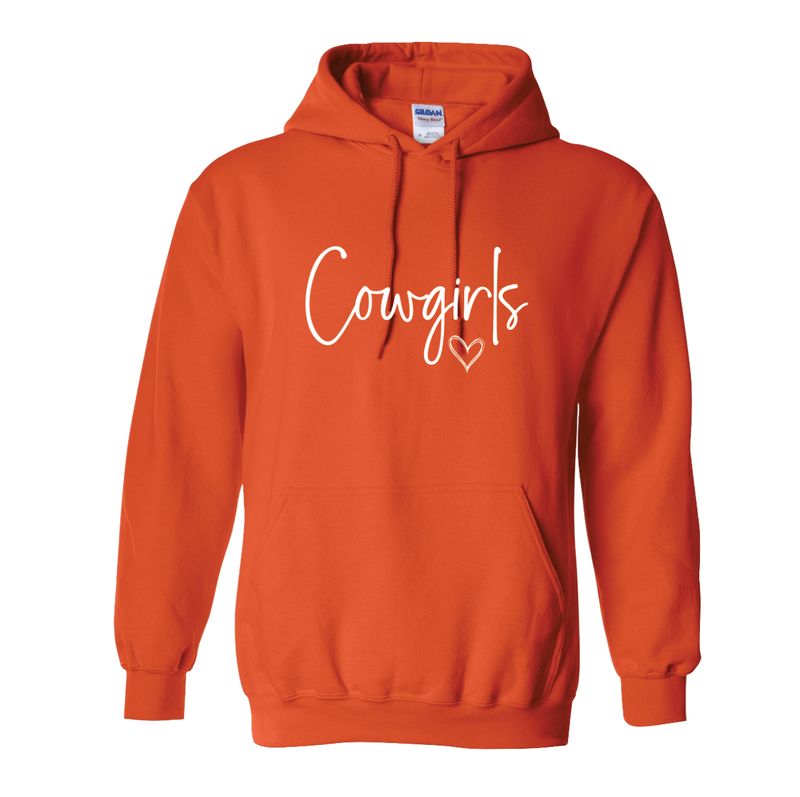 COWGIRLS HEART ORANGE HOODIE 18500