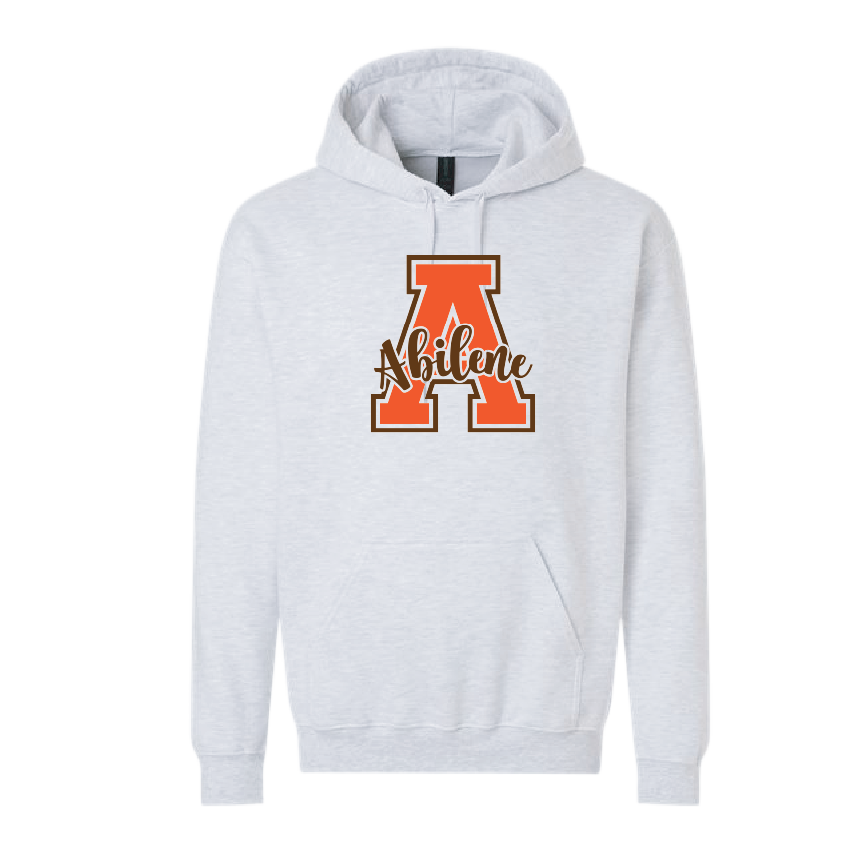 A LOGO WITH ABILENE SCRIPT HOODIE ASH 18500