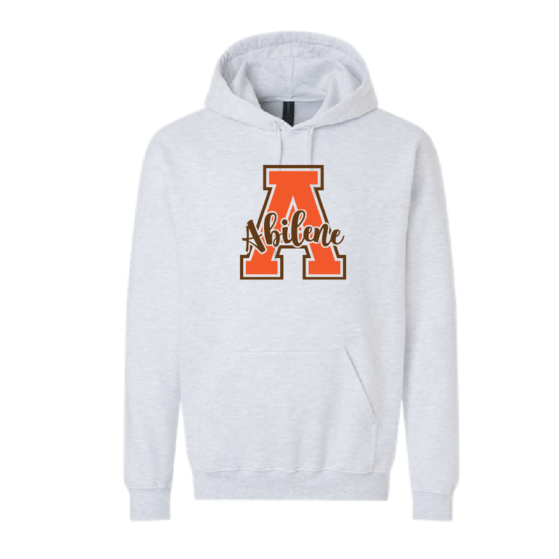 A LOGO WITH ABILENE SCRIPT HOODIE ASH 18500