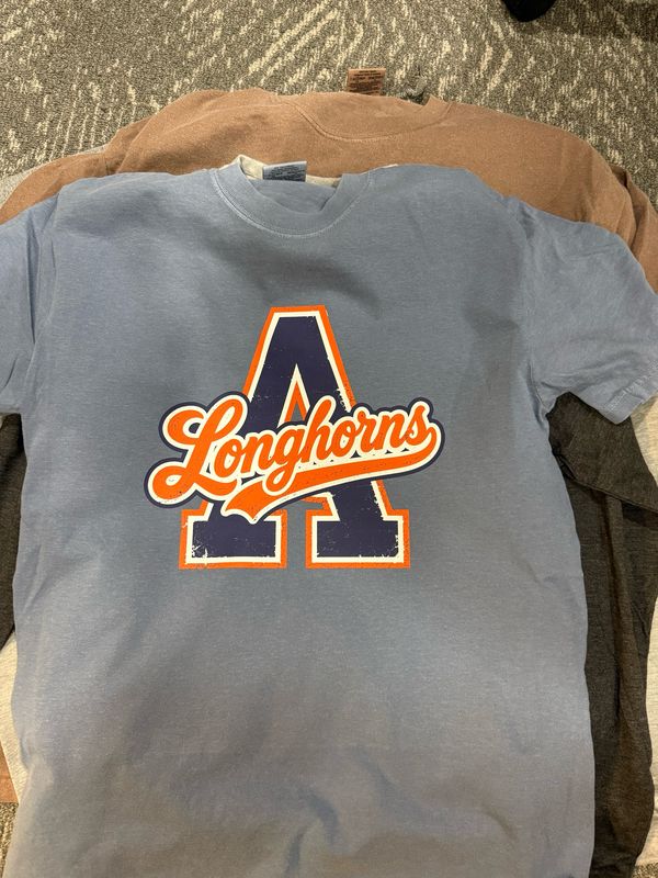 LONGHORNS A COMFORT COLORS TSHIRT 1717 WASHED DENIM