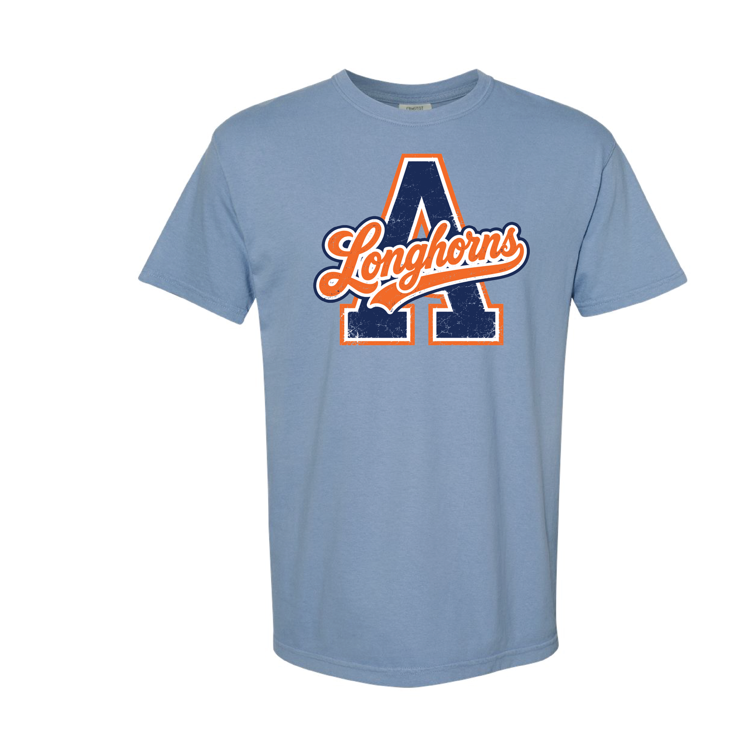 LONGHORNS A COMFORT COLORS TSHIRT 1717 WASHED DENIM