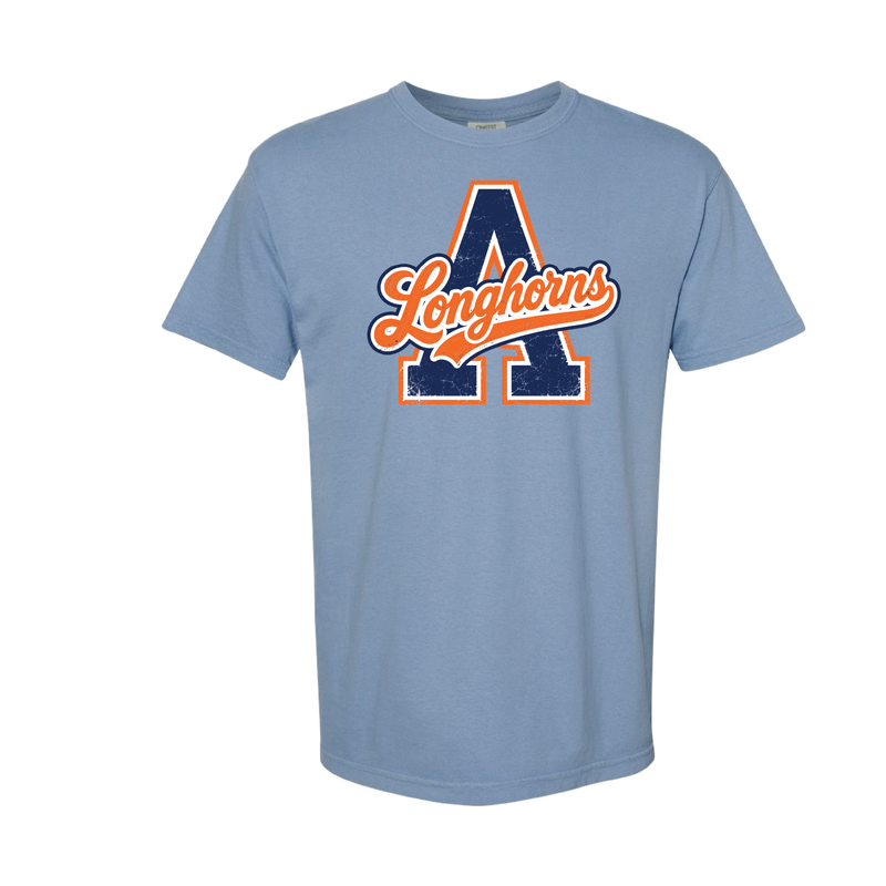 LONGHORNS A COMFORT COLORS TSHIRT 1717 WASHED DENIM