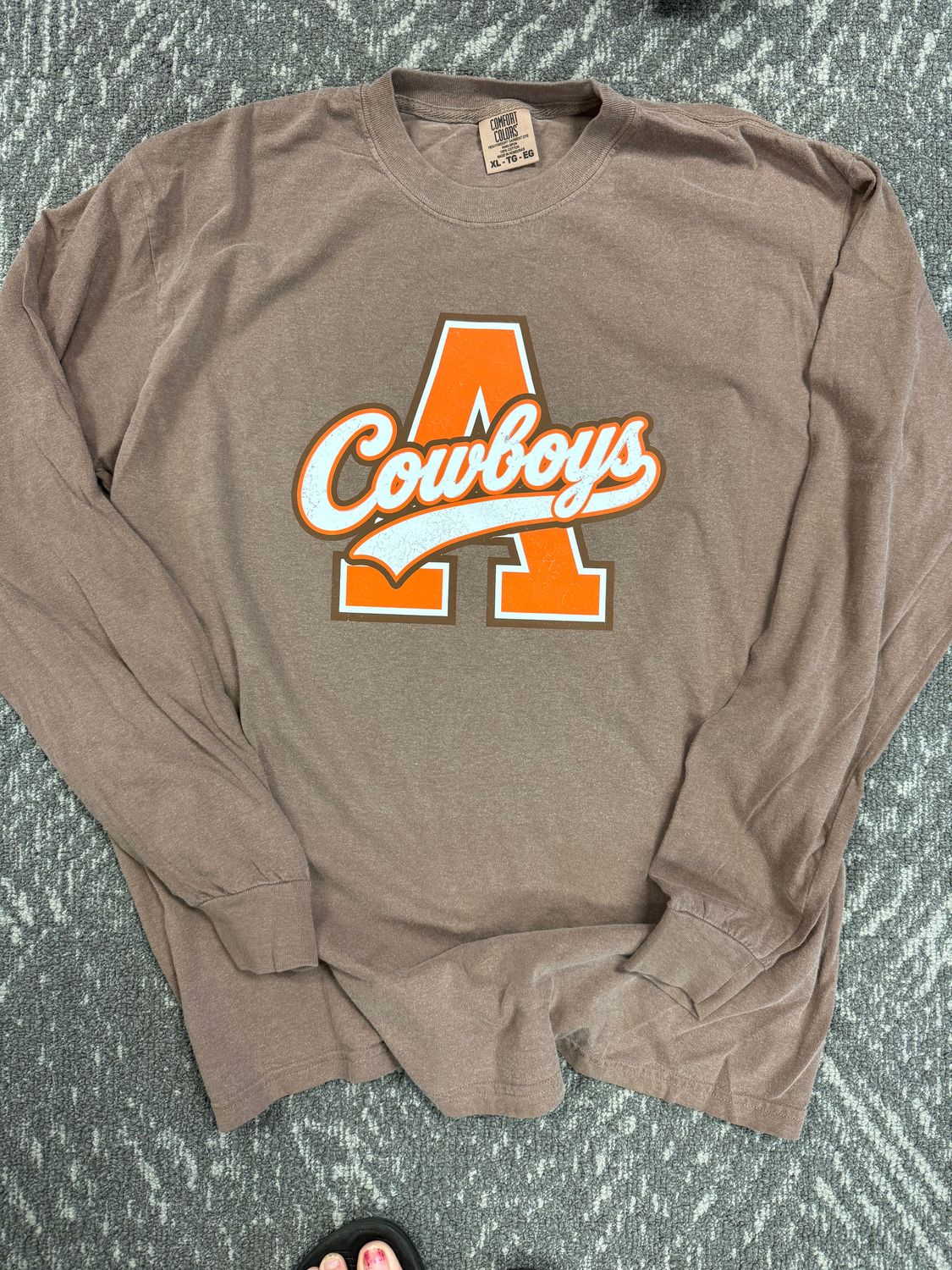 COWBOYS SCRIPT A LONGSLEEVE- DTF COMFORT COLORS ESPRESSO