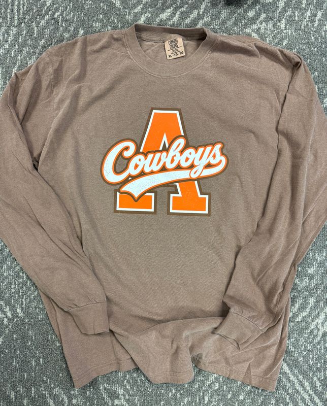 COWBOYS SCRIPT A LONGSLEEVE- DTF COMFORT COLORS ESPRESSO