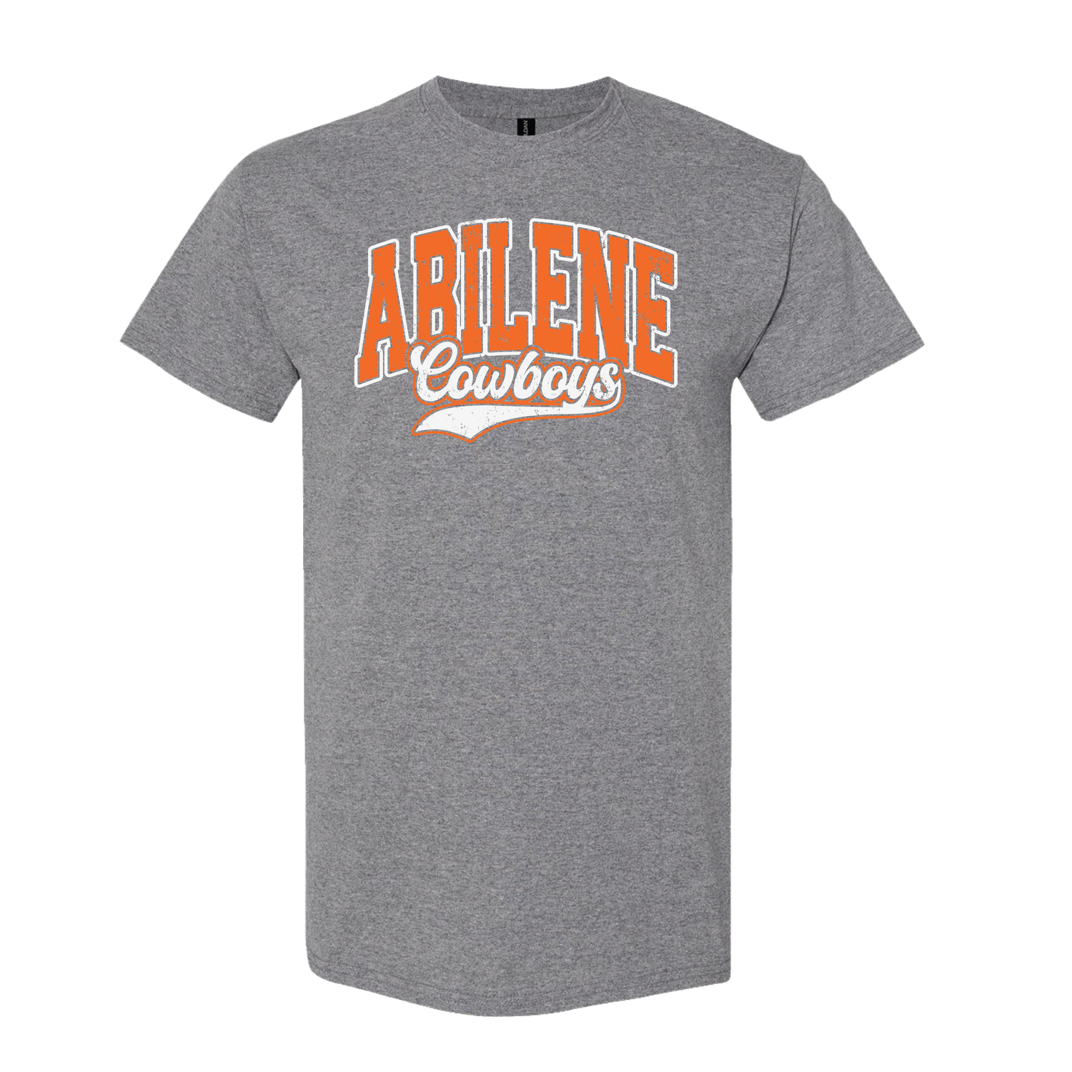 ABILENE COWBOYS SCRIPT TAIL TSHIRT HEATHER GRAPHITE