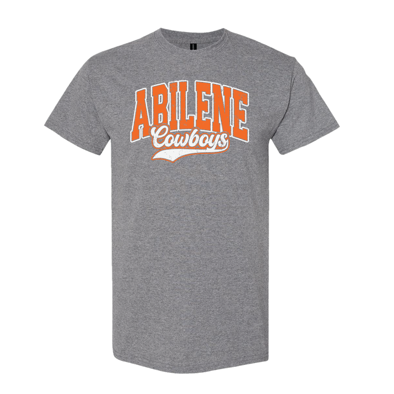 ABILENE COWBOYS SCRIPT TAIL TSHIRT HEATHER GRAPHITE