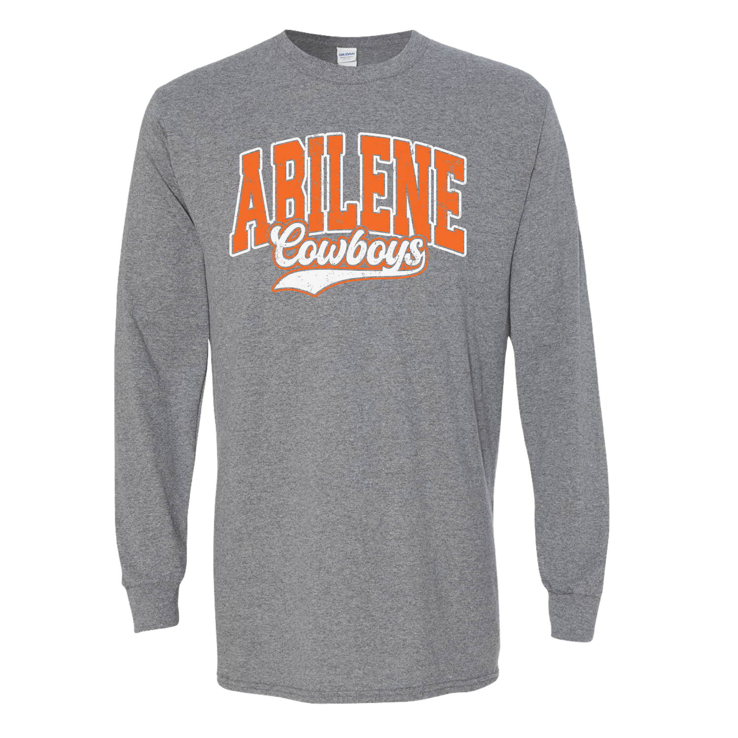 ABILENE COWBOYS SCRIPT TAIL LONGSLEEVE HEATHER GRAPHITE