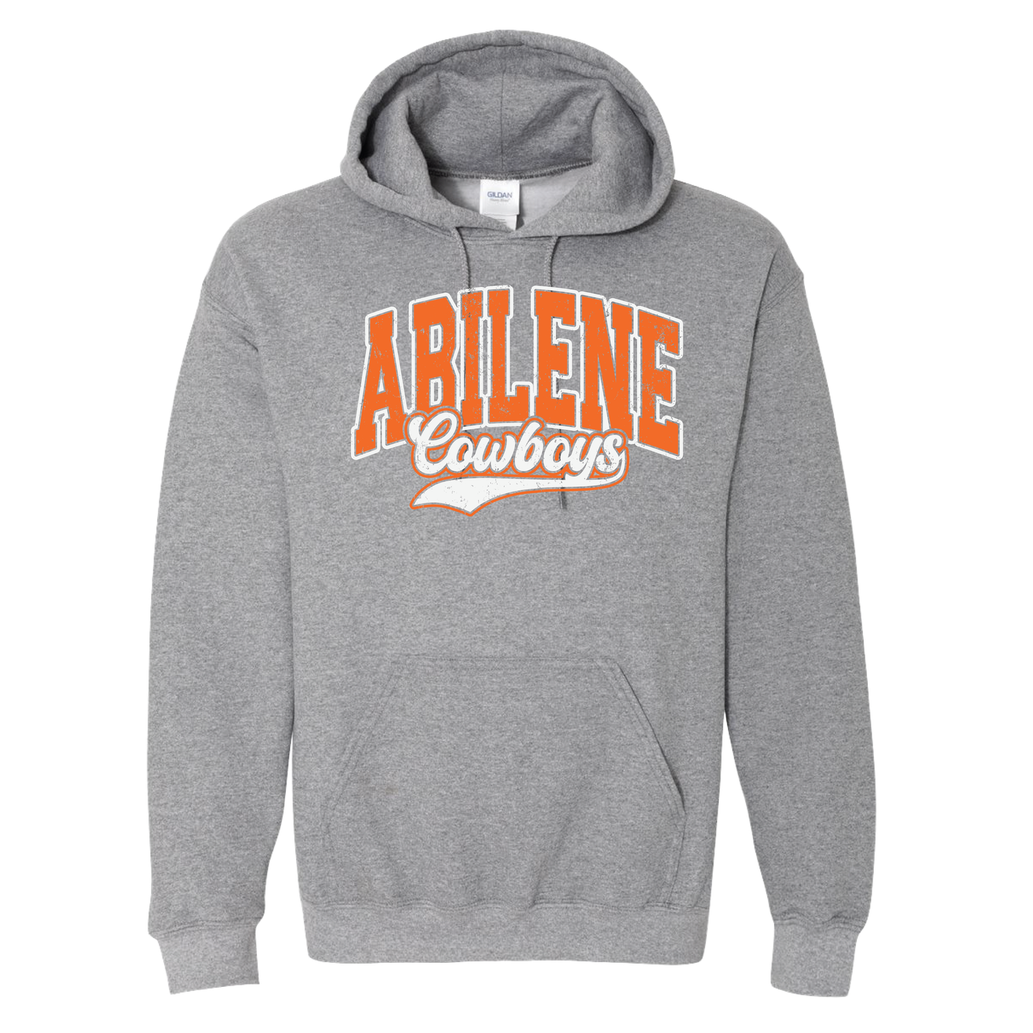 ABILENE COWBOYS SCRIPT TAIL HOODIE HEATHER GRAPHITE