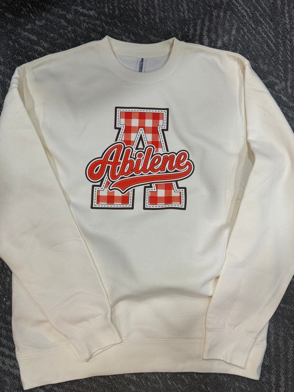 Gingham Abilene Script - Ind. Trading Company Sweatshirt - CREAM SWEATSHIRT