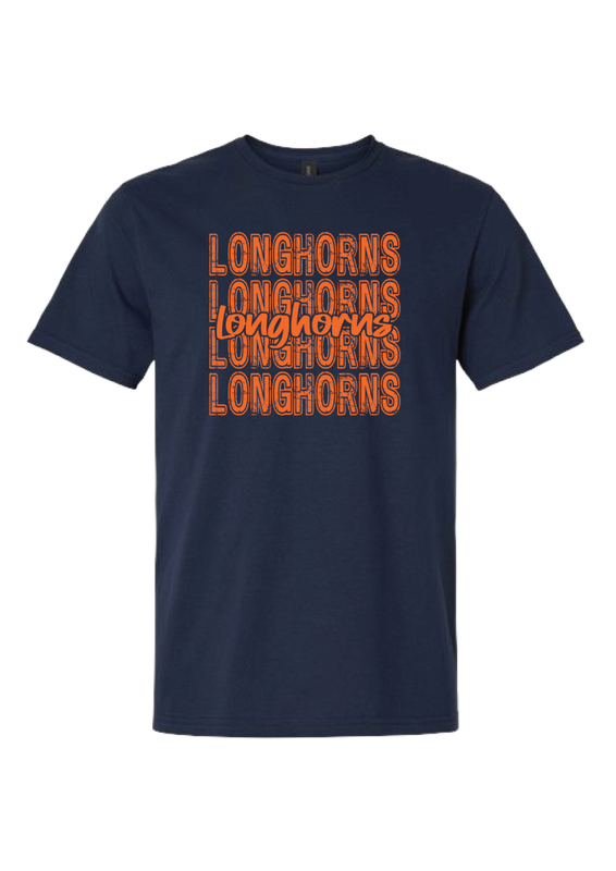 ORANGE REPEAT LONGHORNS NAVY TSHIRT 8000